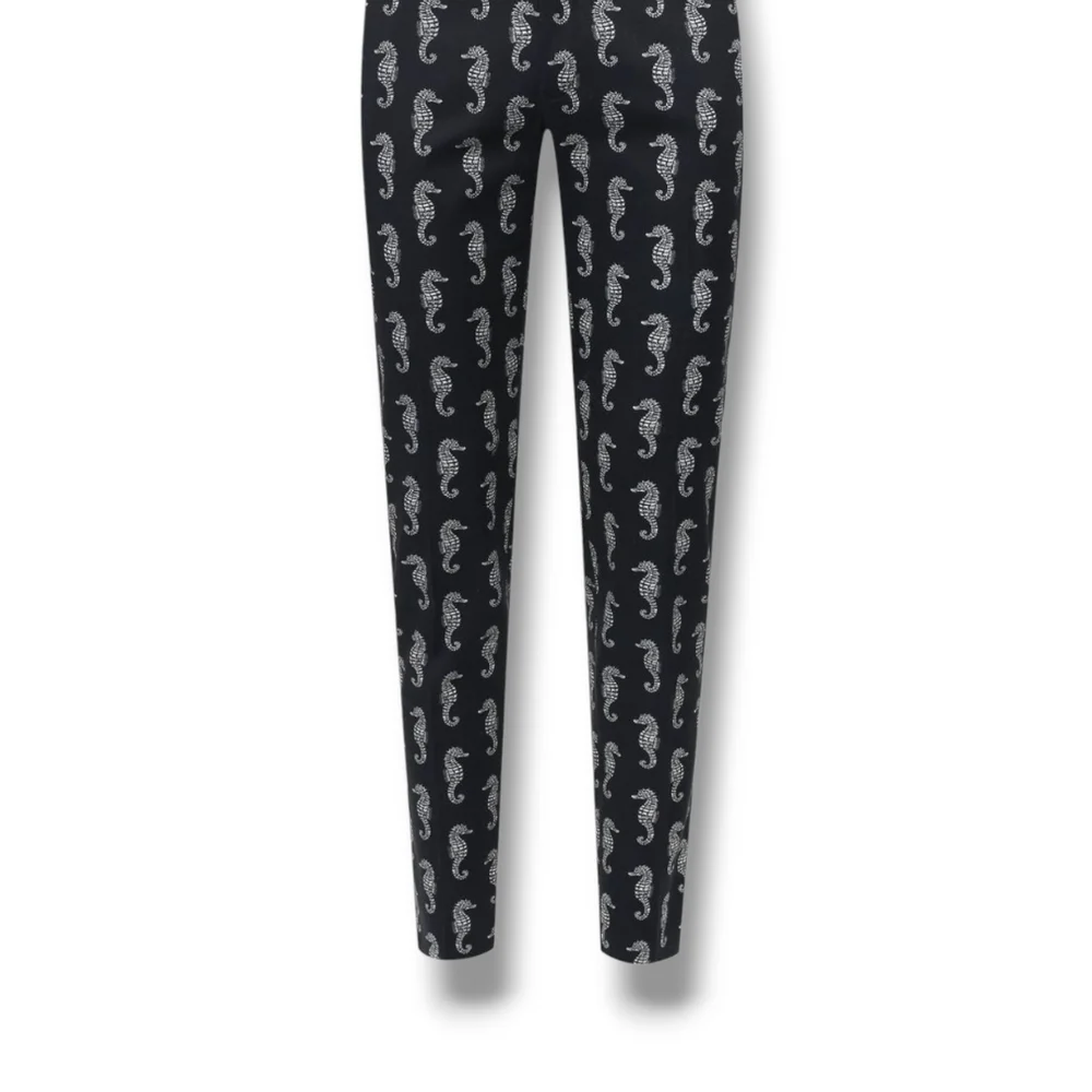 Dolce & Gabbana Dark Blue & White Seahorse Print Slim Fit Chino Pant 34" Waist - Picture 2 of 16